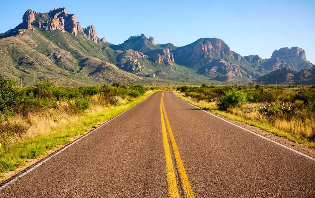 Photo of highway going in to Big Bend National Park in Texas