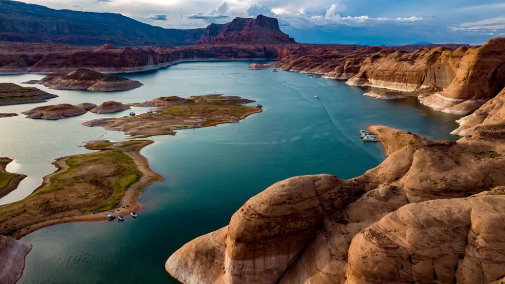 Aerial view of Lake Powell in Utah. 